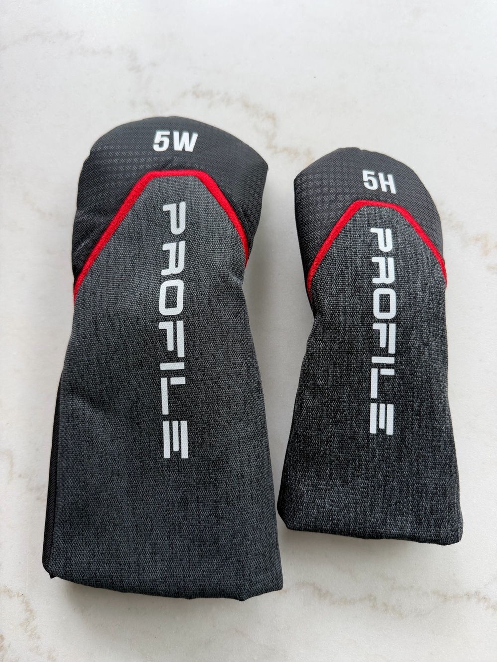 Profile Golf Headcover Set 5W 5H Wood Hybrid Black Red Gray Pair